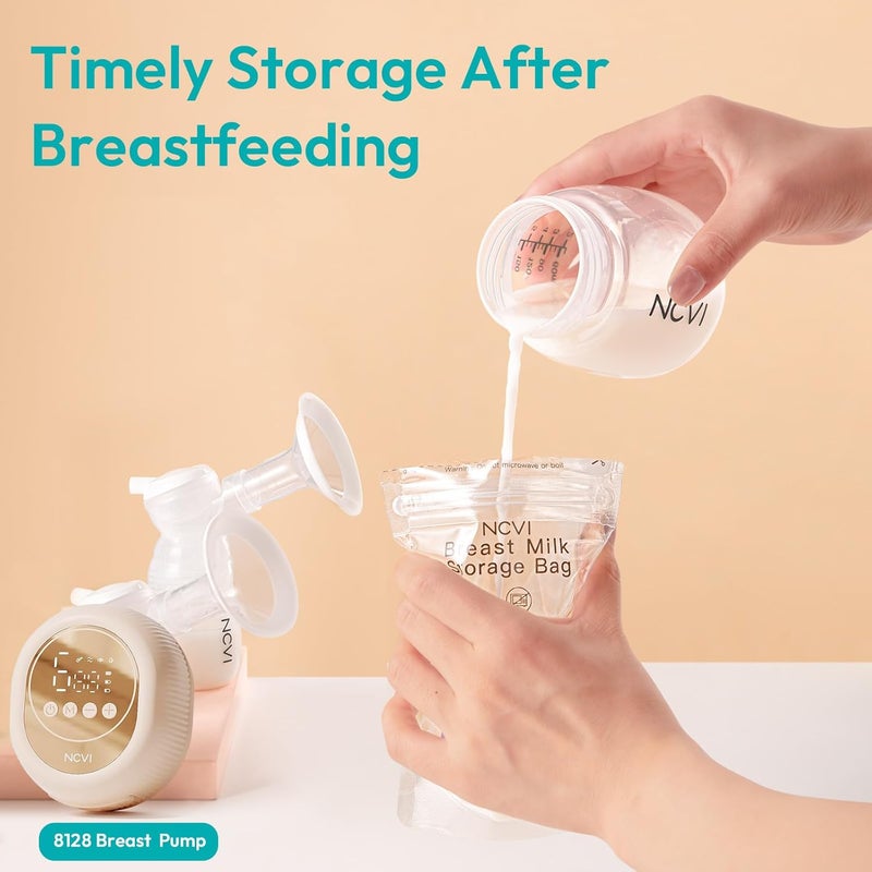 NCVI 4+7 oz Breastmilk Storage Bag Freezer for 0-3 Months, Breast Milk Feeding Bag with Temp-Sensing, Doubled-Sealed, Self Standing, Easy Pour Spout, BPA-Free, 4oz(70count)+7oz(30count) - Image 3